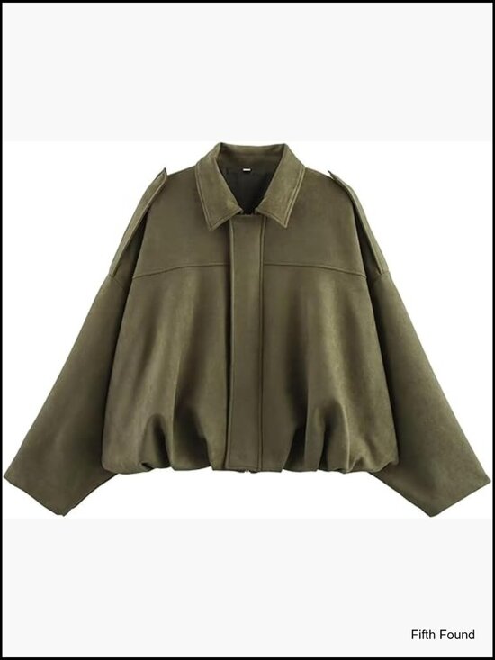 Jackets & Blazers - Faux Suede Bomber Jacket Oversized Pilot Coat Lapel Zip Up Streetwear Outerwear